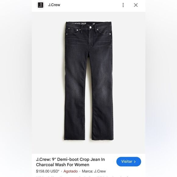 J.Crew Billie Demi Boot Crop Jeans Women’s Size 28 Black Raw Hem Style BK644 - Picture 1 of 10